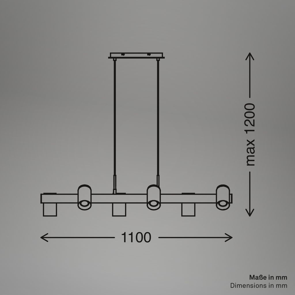Briloner Pendelleuchte Hängeleuchte Schwarz Esstischlampe Holz GU10 LED 6-flg - 4002707485001