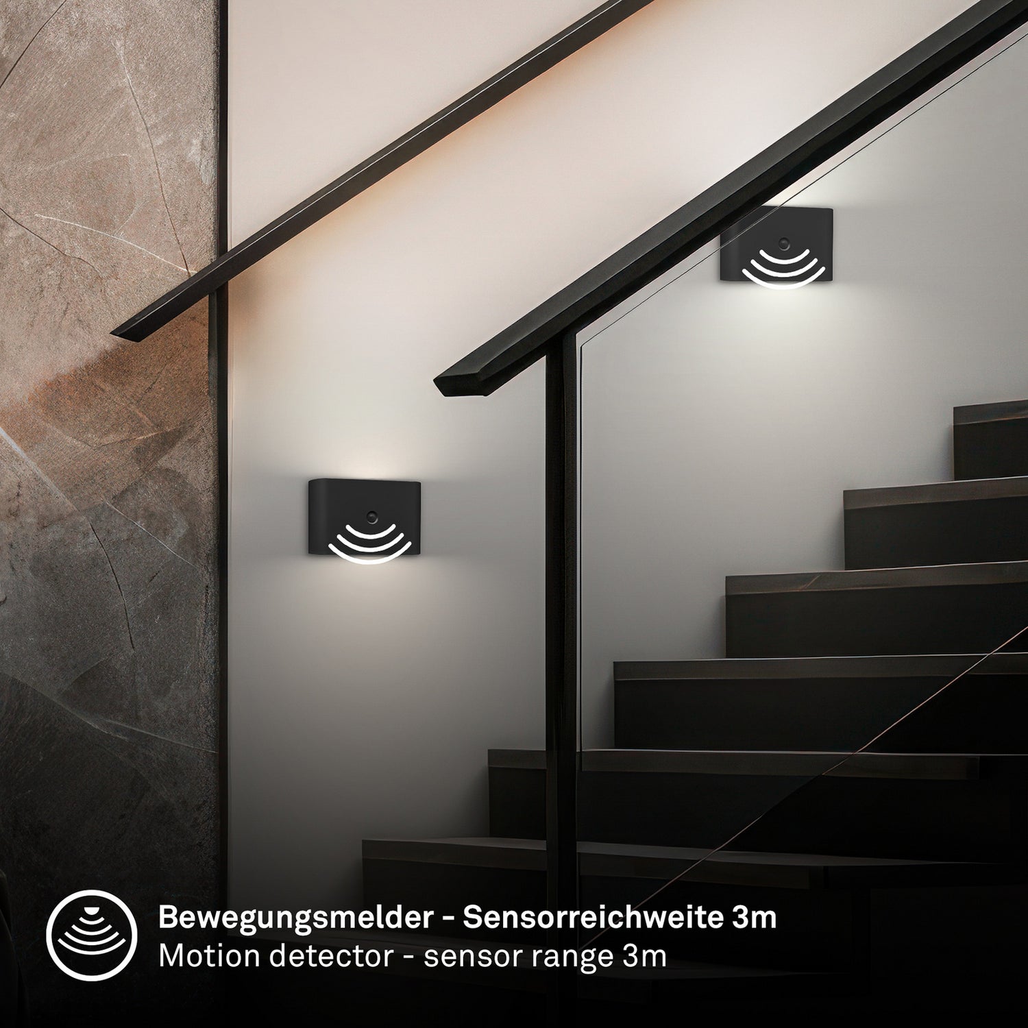 B-Ware Briloner Wandlampe Wandleuchte Led Akku Sensor Schwarz Bewegungsmelder - 4002707486770
