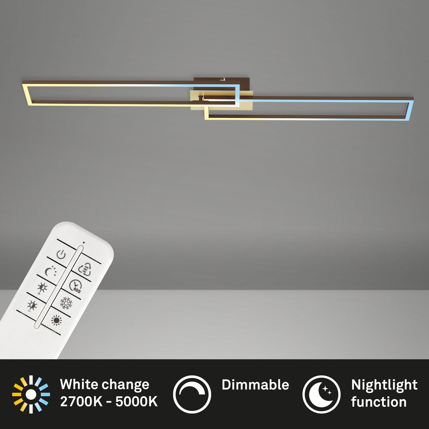 B-Ware Briloner Deckenleuchte Deckenlampe Led Frame Gold Fernbedienung Dimmbar - 4002707422198