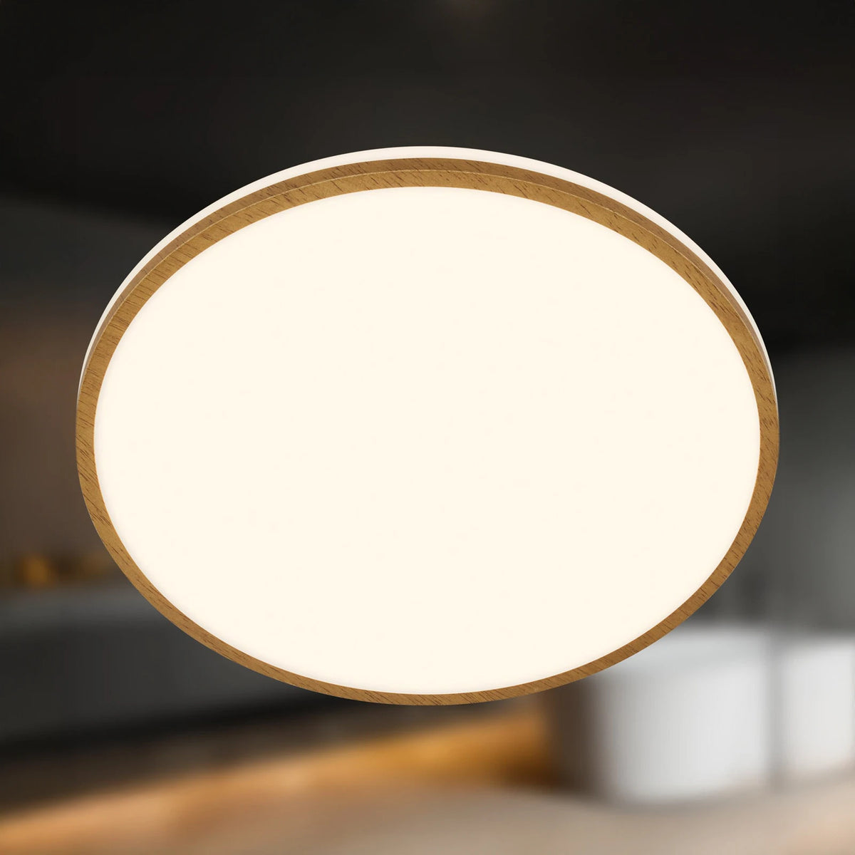 Briloner LED-Deckenleuchte Acorus Badezimmerleuchte weiß holzfarben IP44 33 cm - 4002707483939