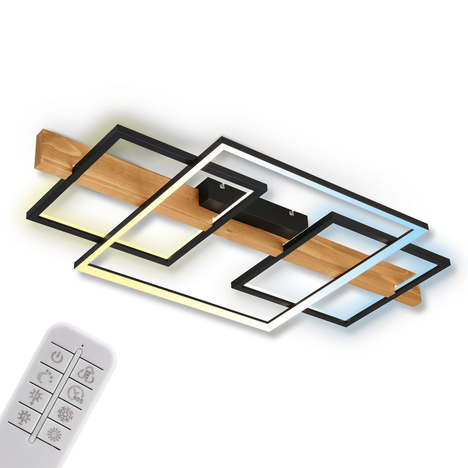 B-Ware Briloner Deckenleuchte Lampe Led Cadre Holz Schwarz Memoryfunktion Nachtlicht - 4002707461852