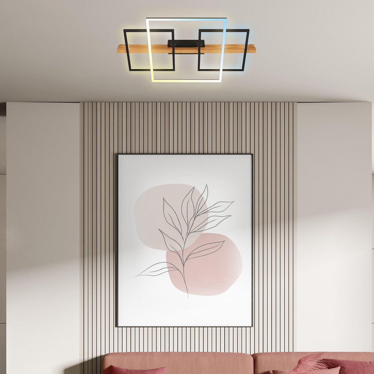 B-Ware Briloner Deckenleuchte Lampe Led Cadre Holz Schwarz Memoryfunktion Nachtlicht - 4002707461852