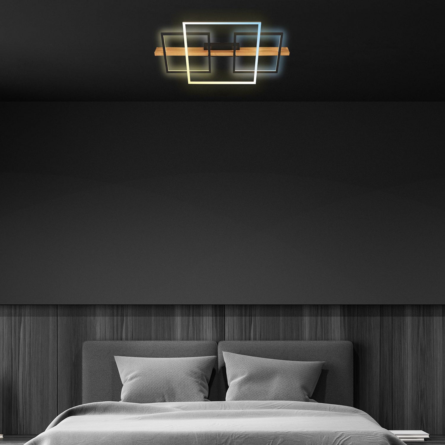 B-Ware Briloner Deckenleuchte Lampe Led Cadre Holz Schwarz Memoryfunktion Nachtlicht - 4002707461852