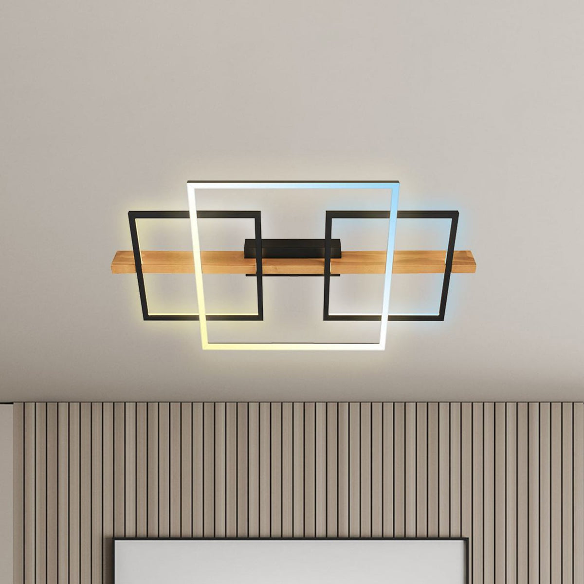 briloner Deckenleuchte Lampe LED Cadre Holz Schwarz Memoryfunktion Nachtlicht - 4002707461852