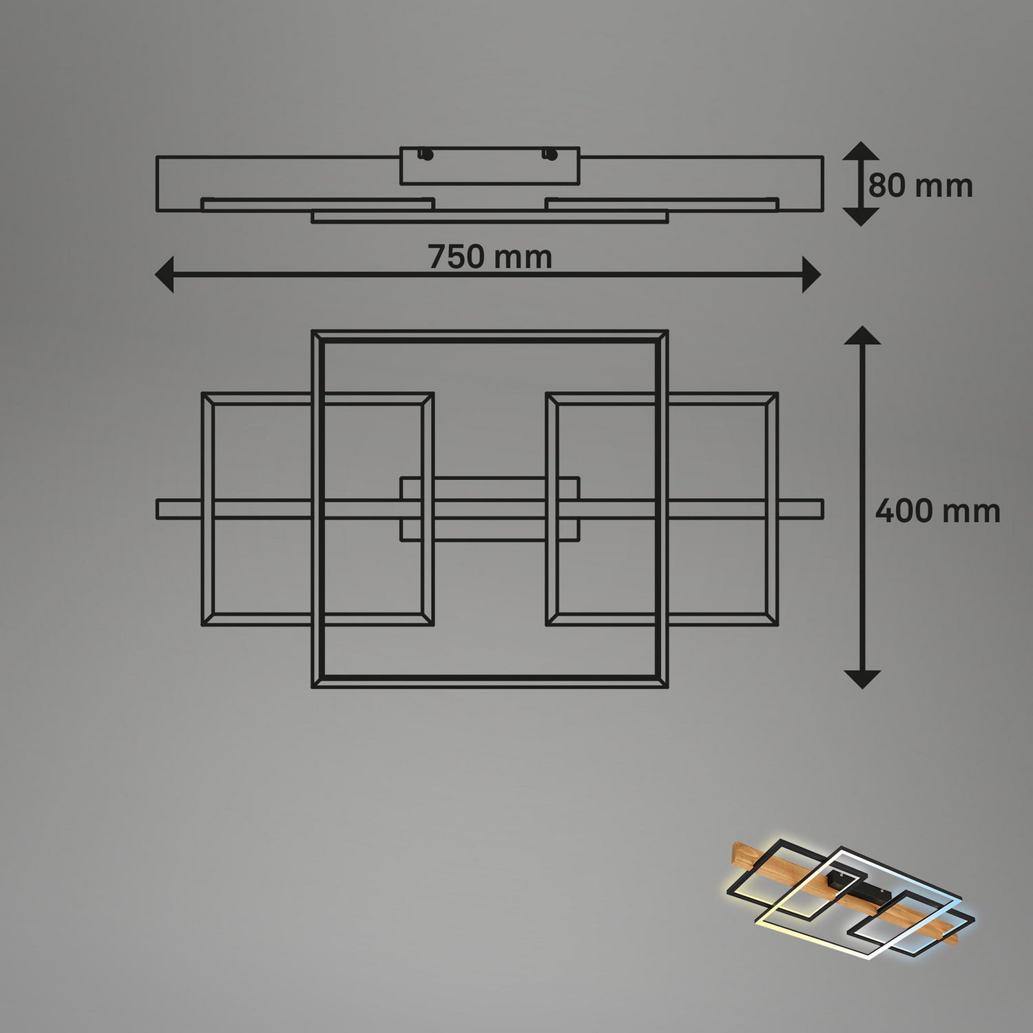 B-Ware Briloner Deckenleuchte Lampe Led Cadre Holz Schwarz Memoryfunktion Nachtlicht - 4002707461852