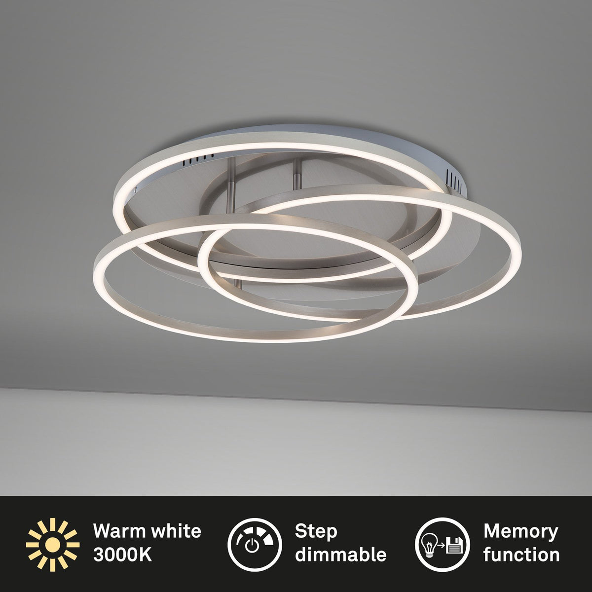 Briloner Deckenleuchte Lampe LED Frames Ringe Memoryfunktion weiß nickel matt - 4002707359128