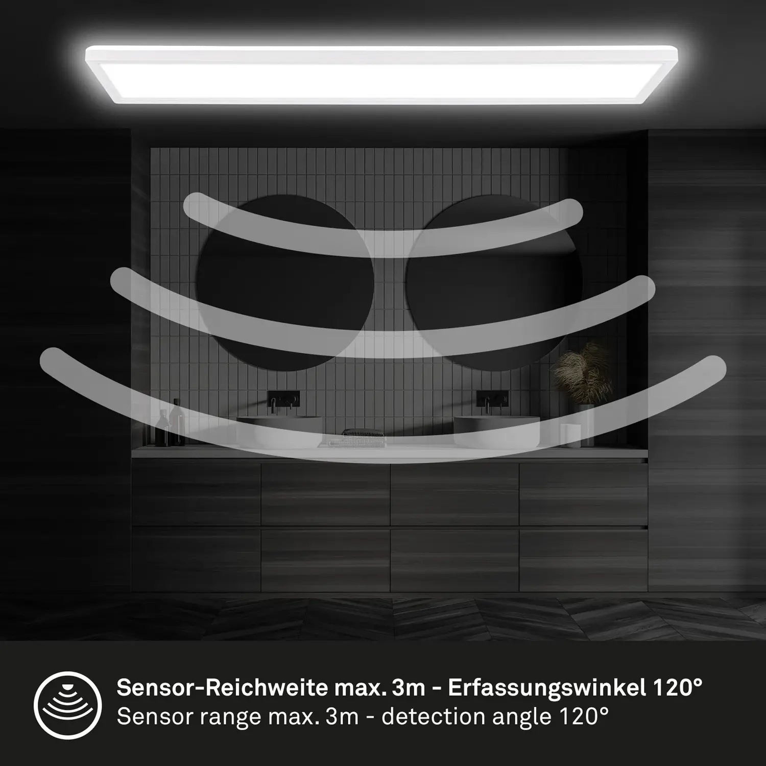B-Ware Briloner Led Panel Deckenleuchte Sensor Badezimmer Weiß Kunststoff Ip44 98x20 Cm
