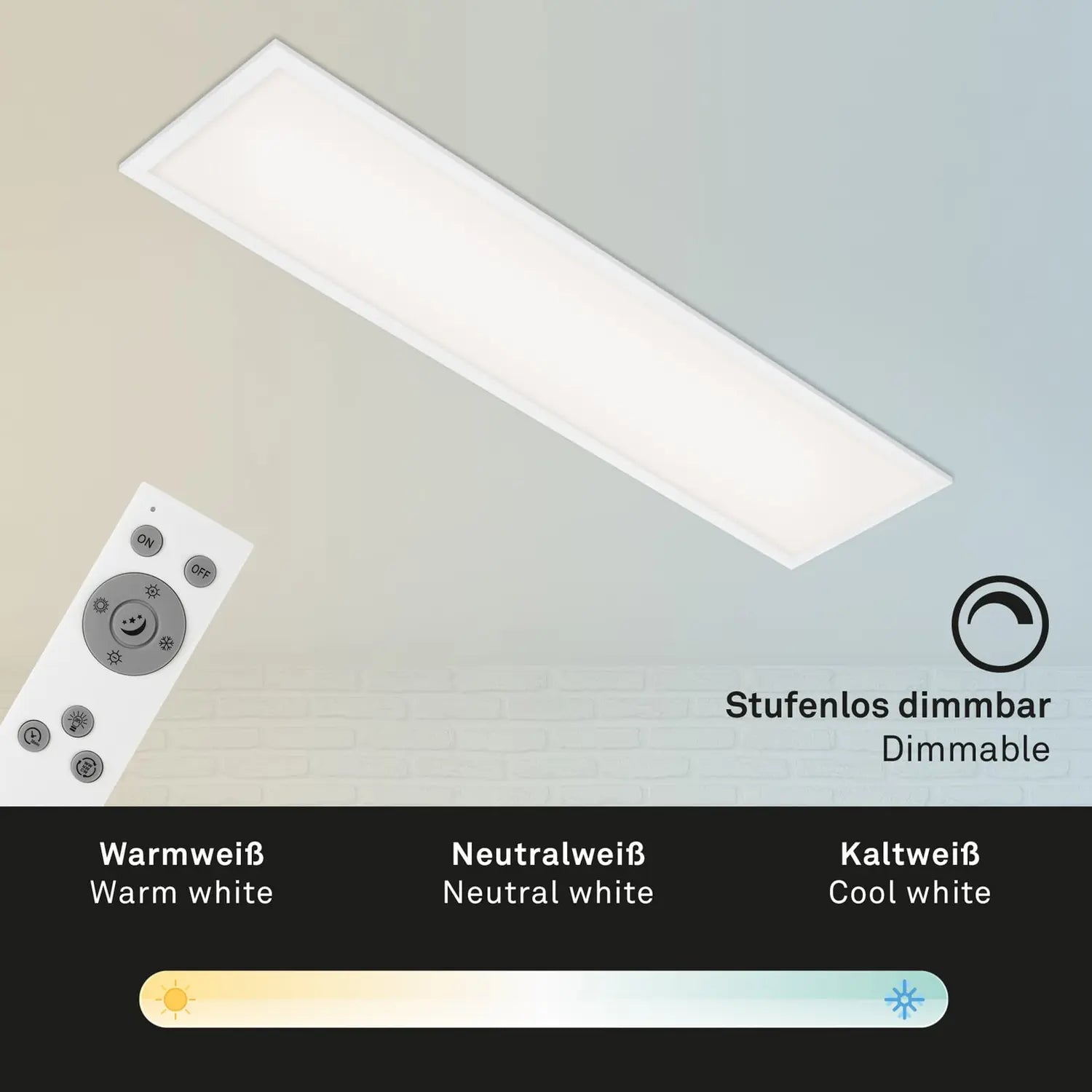 B-Ware Briloner Led Panel Deckenleuchte Piatto Fernbedienung Cct Weiß 100 X 25 Cm 24 W - 4002707359838
