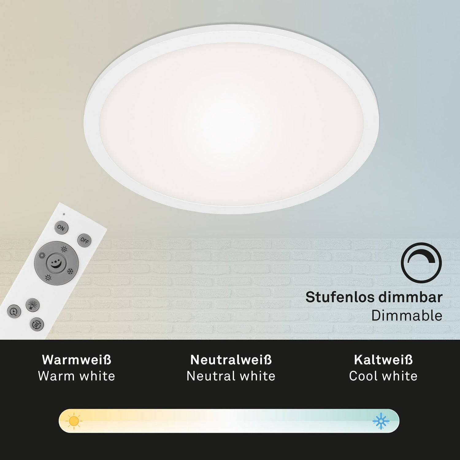 B-Ware Briloner Deckenleuchte Piatto Led Panel Fernbedienung Weiß Rund Cct 40 Cm 22 W - 4002707396925