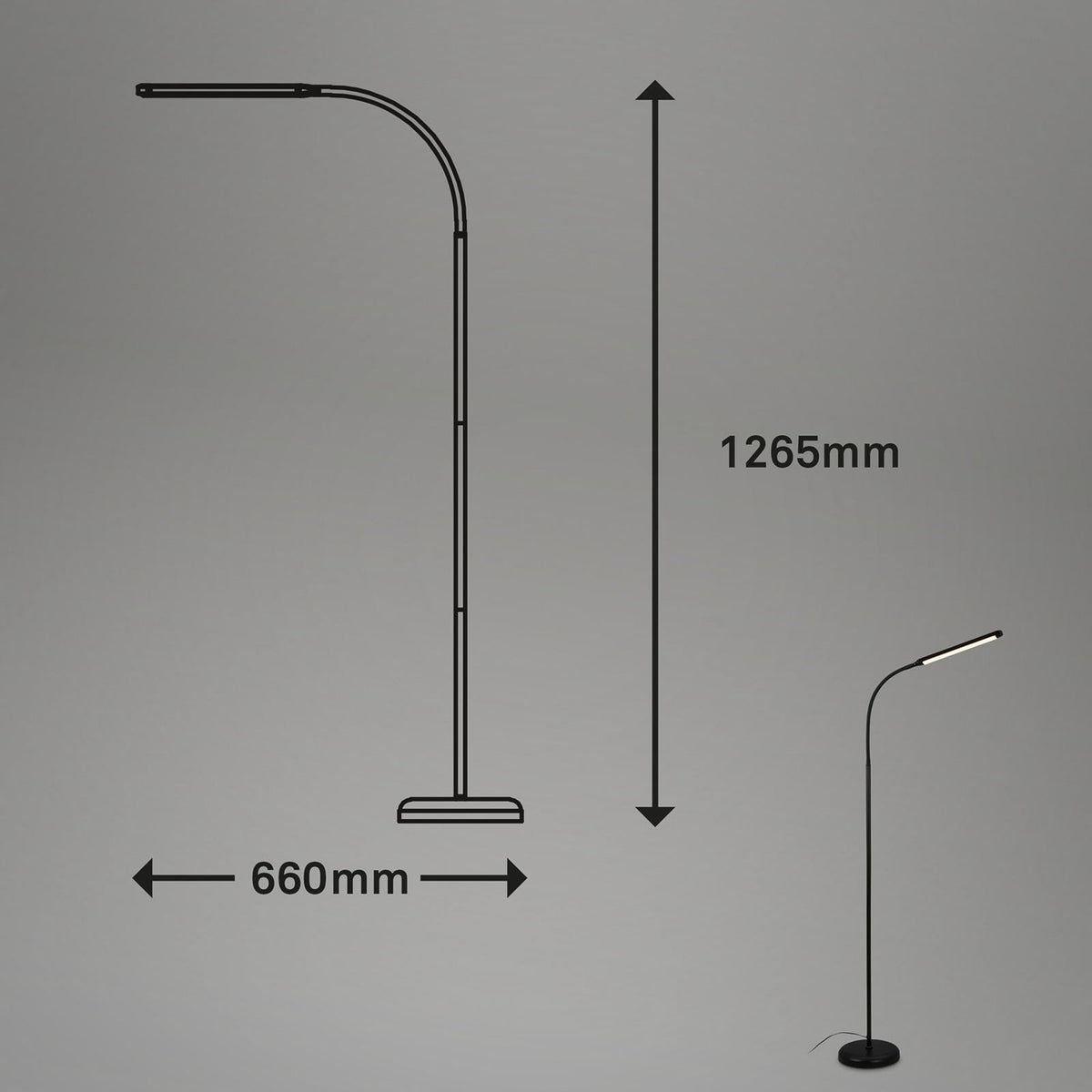 Briloner Stehleuchte Standleuchte LED Touchdim Pivaz schwarz Wohnzimmer Homeoffi - 4002707444688