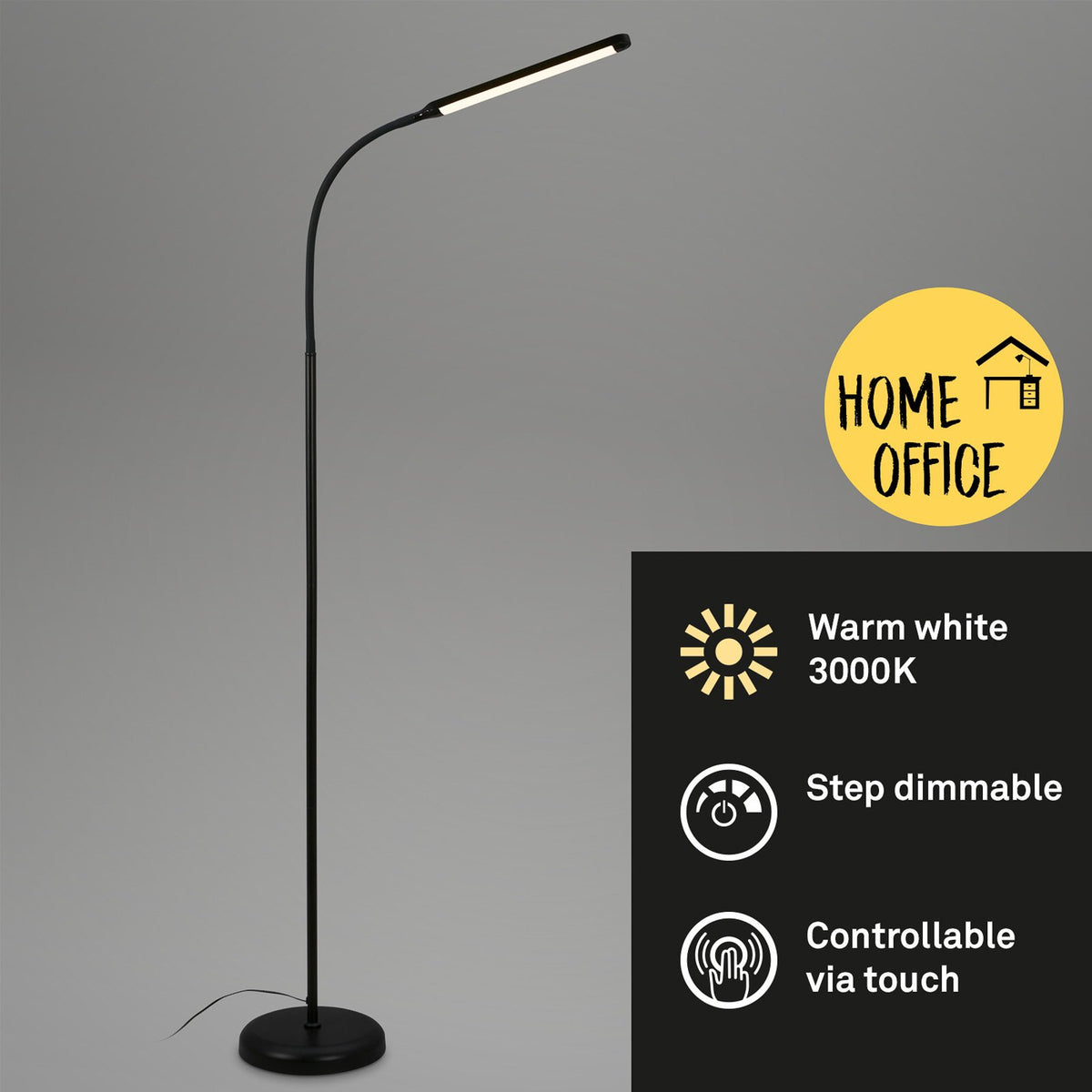 Briloner Stehleuchte Standleuchte LED Touchdim Pivaz schwarz Wohnzimmer Homeoffi - 4002707444688