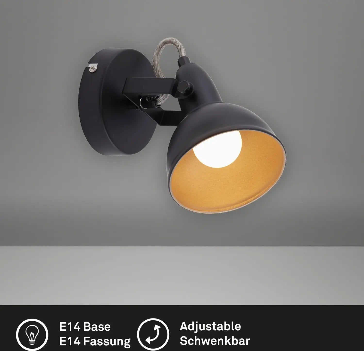 B-Ware Briloner Wandlampe Wandspot Leuchte Lampe Innen Metall Schwarz Retro 2 Stück - 4002707321323
