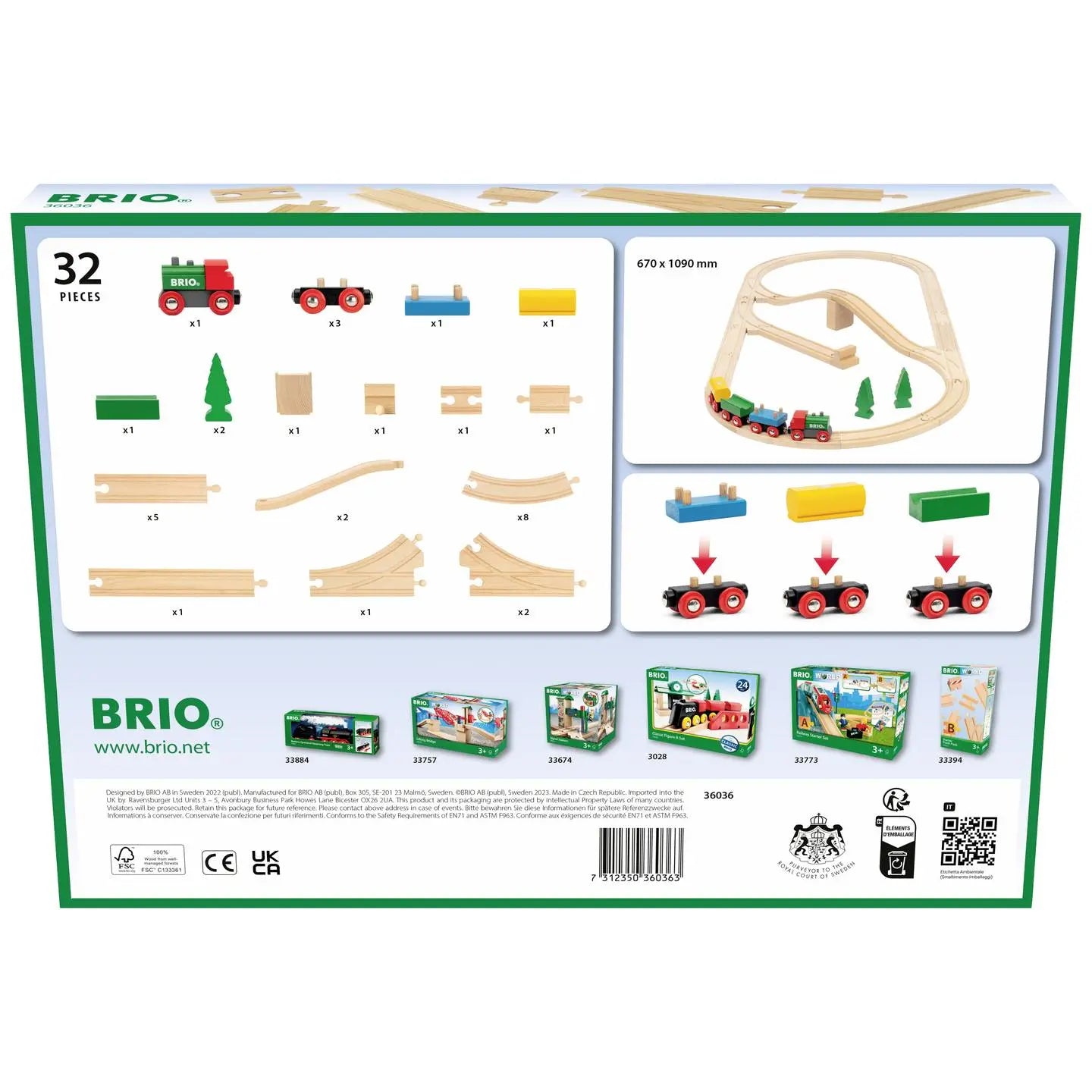 B-Ware Brio Holzeisenbahn Spielzeugeisenbahn Zugset Jubiläumszug Brücke Weichen Bäume - 7312350360363