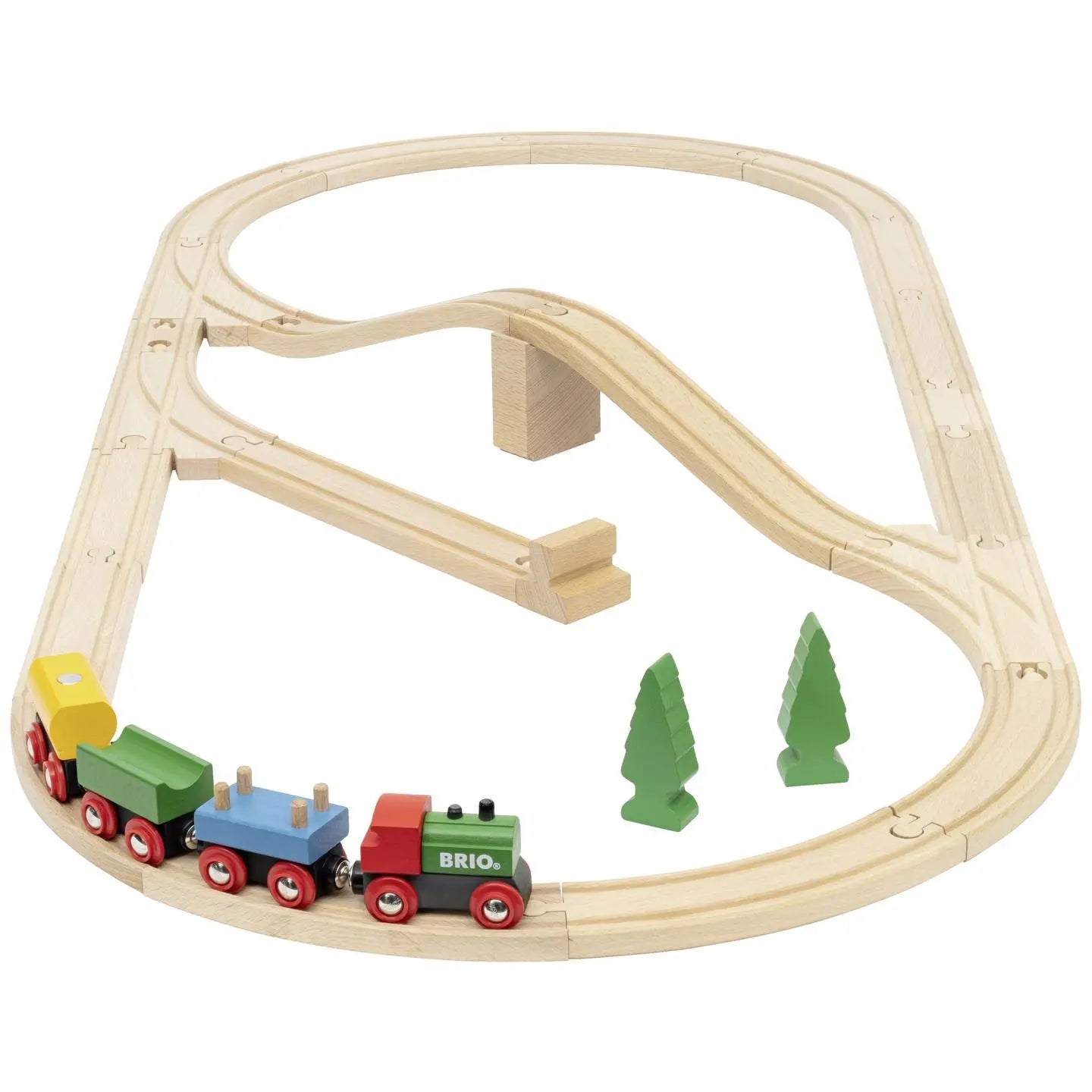 B-Ware Brio Holzeisenbahn Spielzeugeisenbahn Zugset Jubiläumszug Brücke Weichen Bäume - 7312350360363