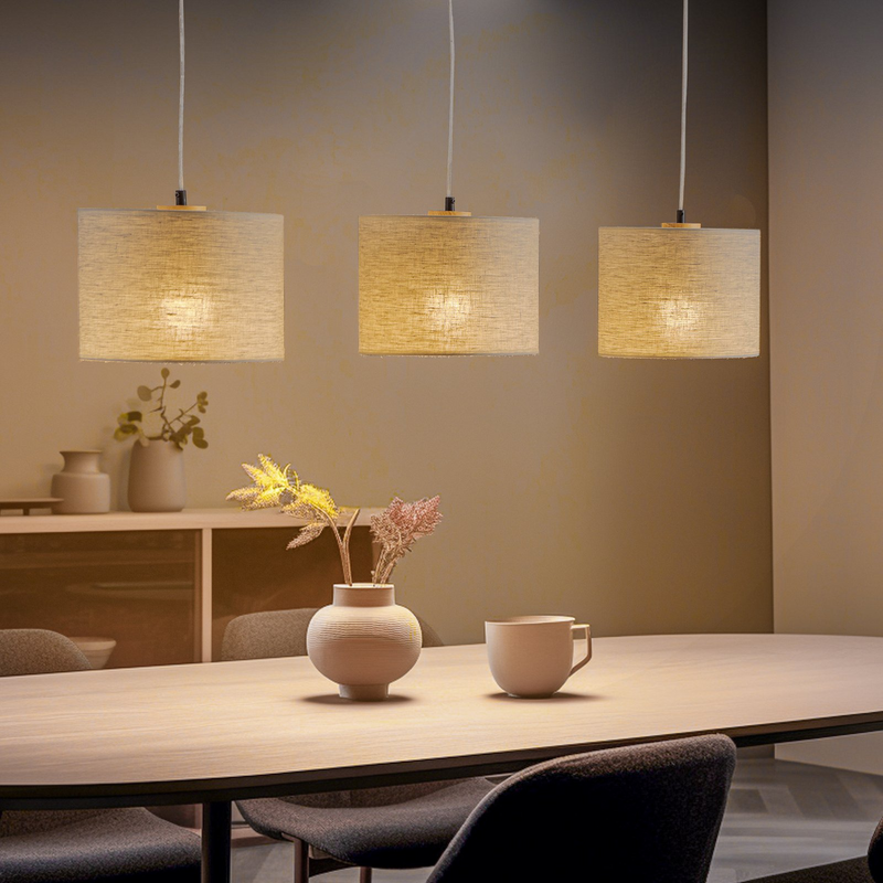 BRITOP Hängeleuchte Pendelleuchte Canvas Leinenschirme Holz Lampe Leuchte LED - 5903839989971