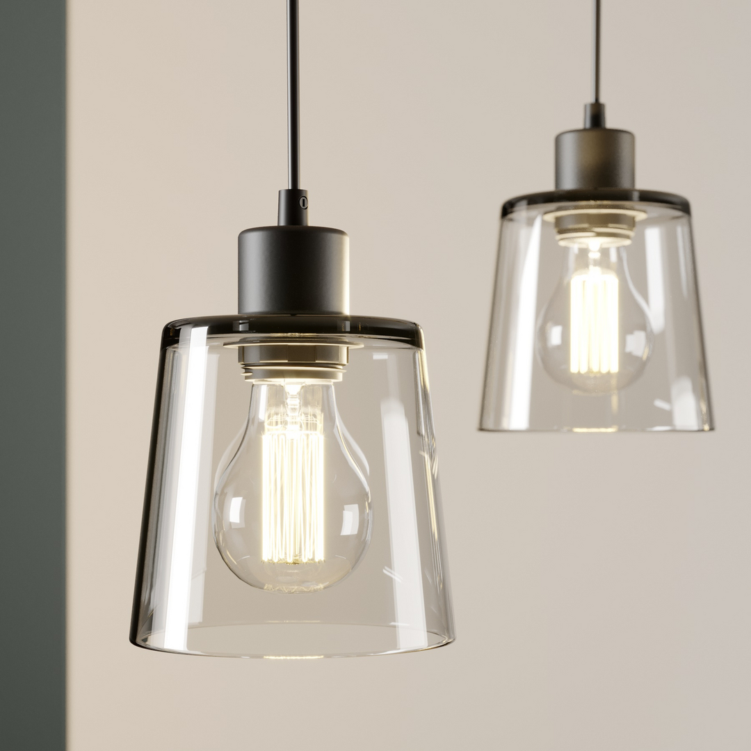 Britop Karrl Hängeleuchte Pendelleuchte Lampe Rauchgrau E27 Glas Holz B-Ware