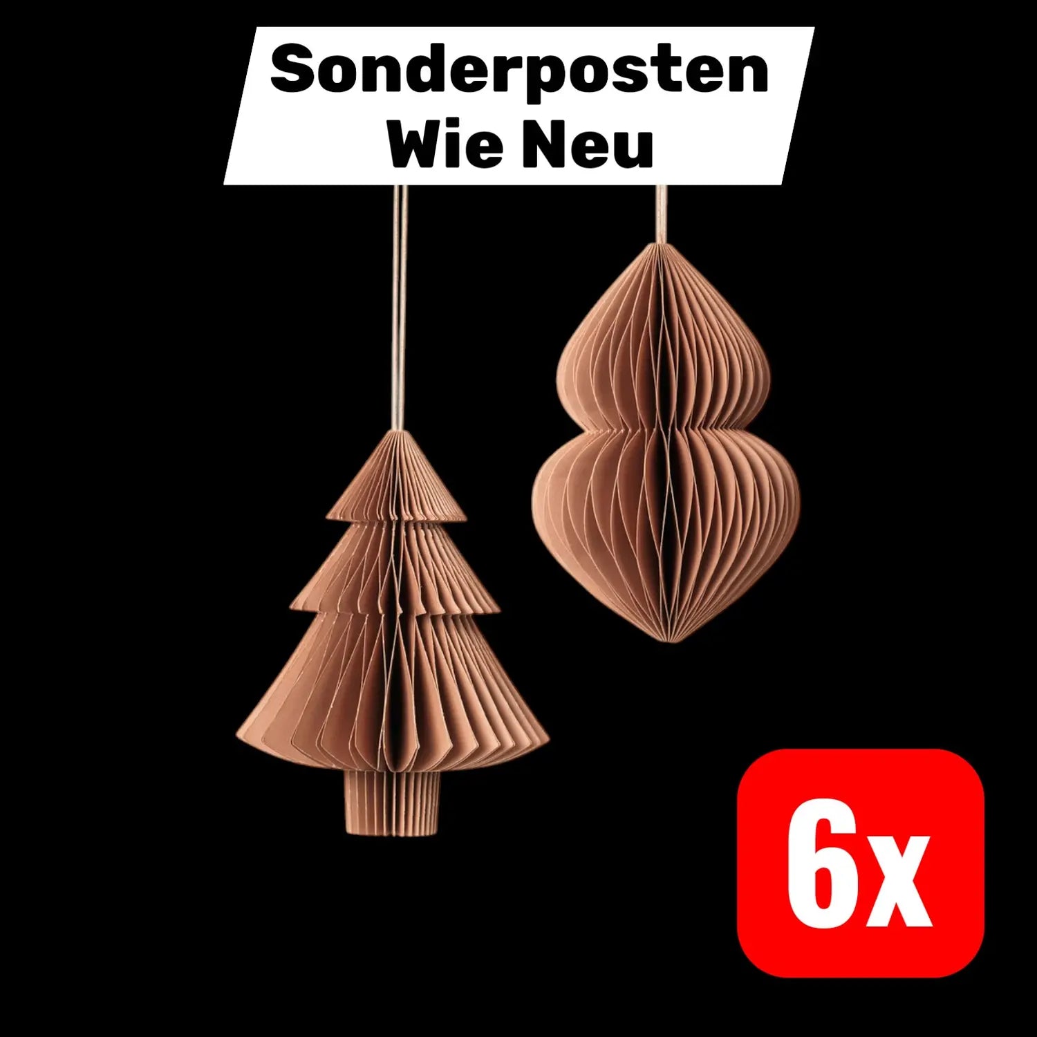 B-Ware Broste Copenhagen Weihnachtsanhänger Schmuck Tannenbaum Zapfen Papier 6 Sets - 5710688203185
