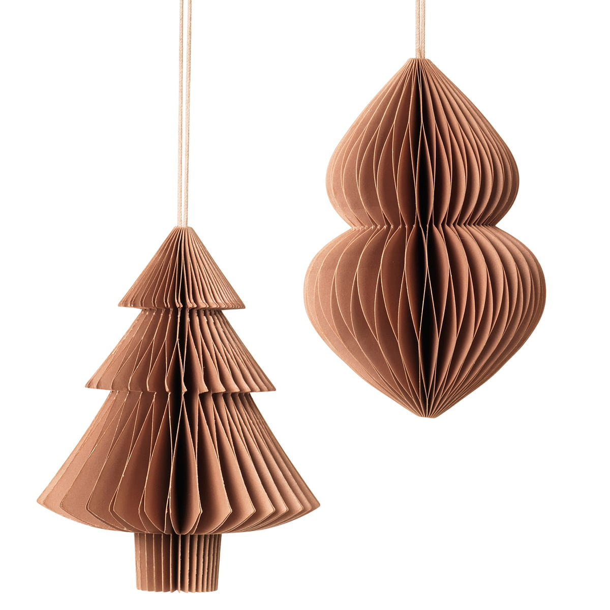 B-Ware Broste Copenhagen Weihnachtsanhänger Schmuck Tannenbaum Zapfen Papier 6 Sets - 5710688203185