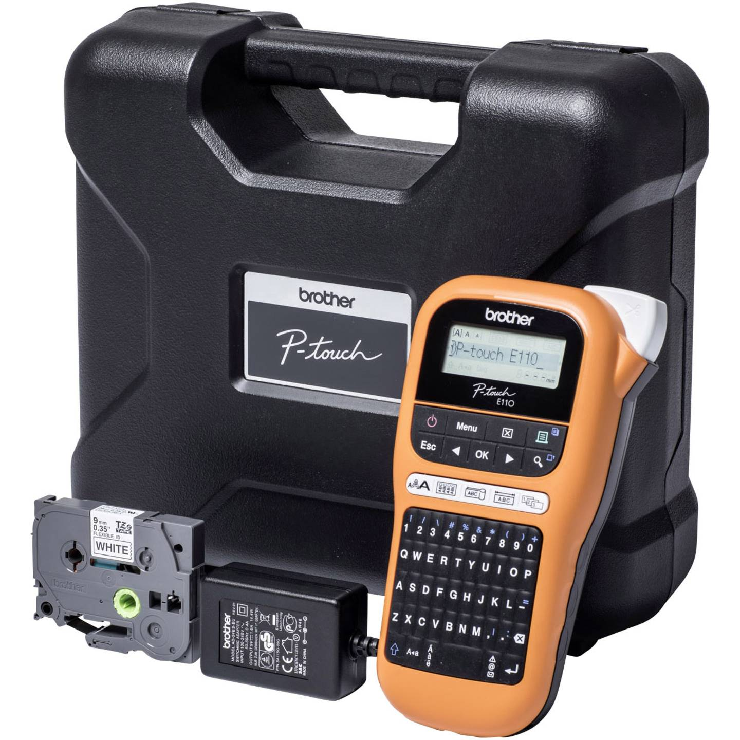 B-Ware Brother P Touch E110 Vp Beschriftungsgerät Etikettendrucker Labelmaker Orange Set - 4977766774956