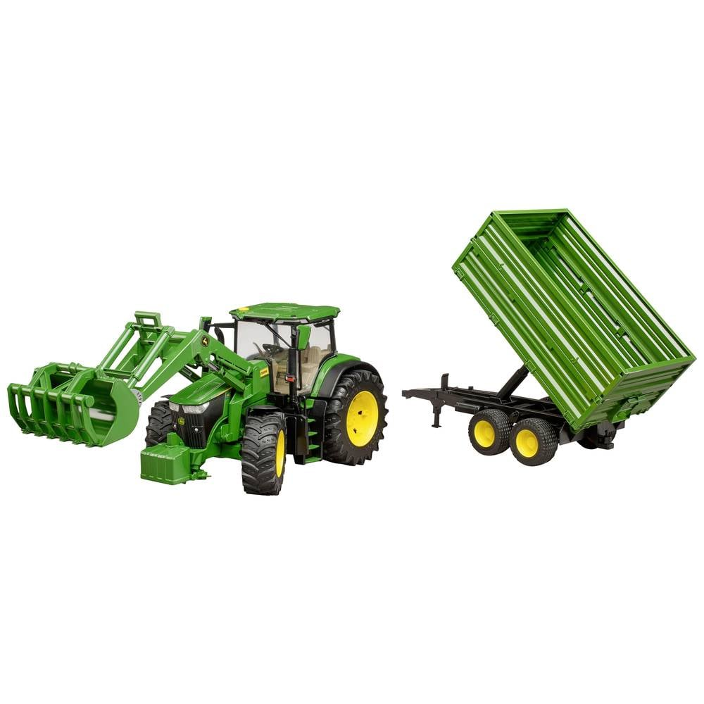 B-Ware Bruder John Deere 7 R 350 Frontlader Traktor Hänger Landwirtschafts Modell