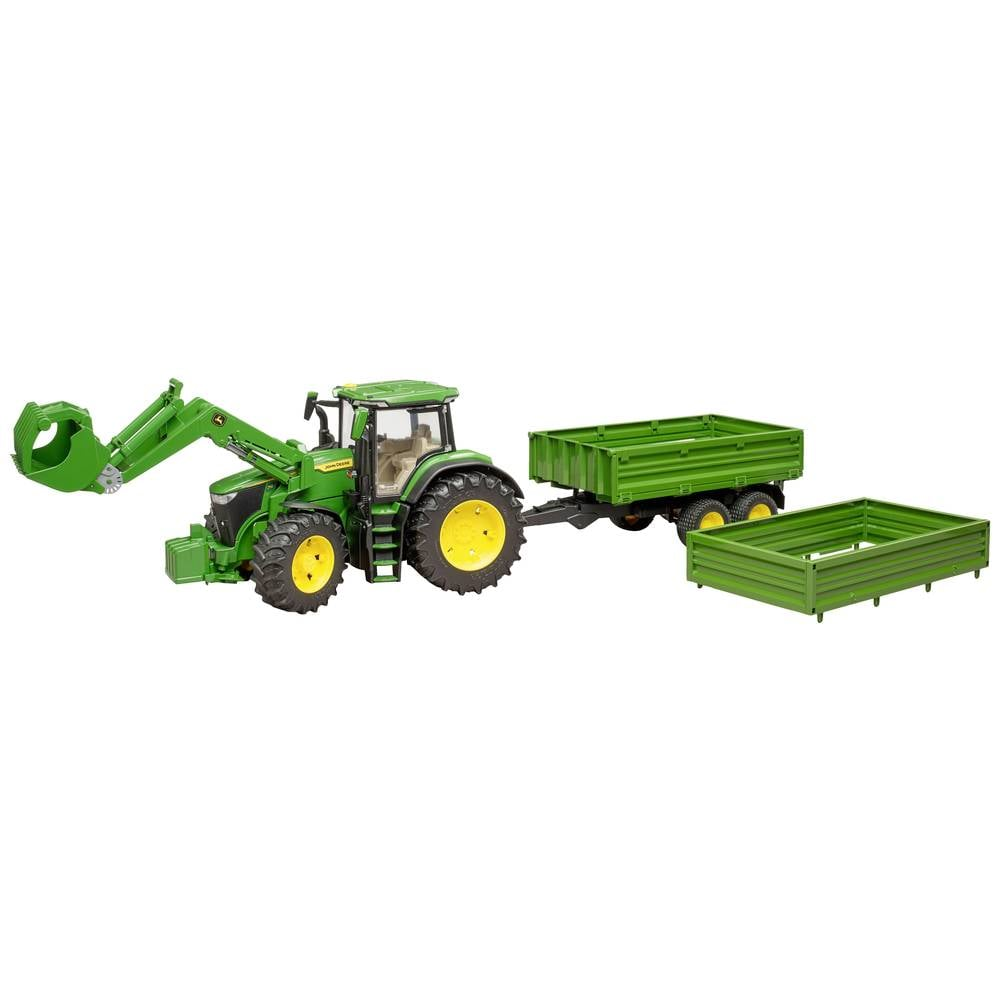 B-Ware Bruder John Deere 7 R 350 Frontlader Traktor Hänger Landwirtschafts Modell
