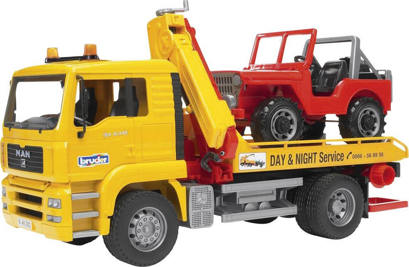 B-Ware Bruder Man Tga Abschlepp Lkw Mit Geländewagen 2750 Kippbares Fahrerhaus - 4001702027506