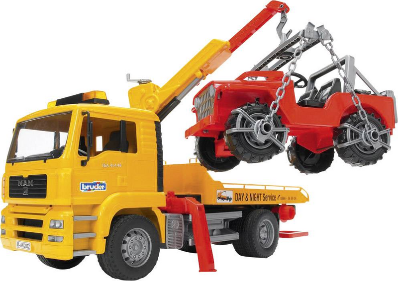 B-Ware Bruder Man Tga Abschlepp Lkw Mit Geländewagen 2750 Kippbares Fahrerhaus - 4001702027506