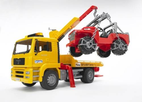 B-Ware Bruder Man Tga Abschlepp Lkw Mit Geländewagen 2750 Kippbares Fahrerhaus - 4001702027506