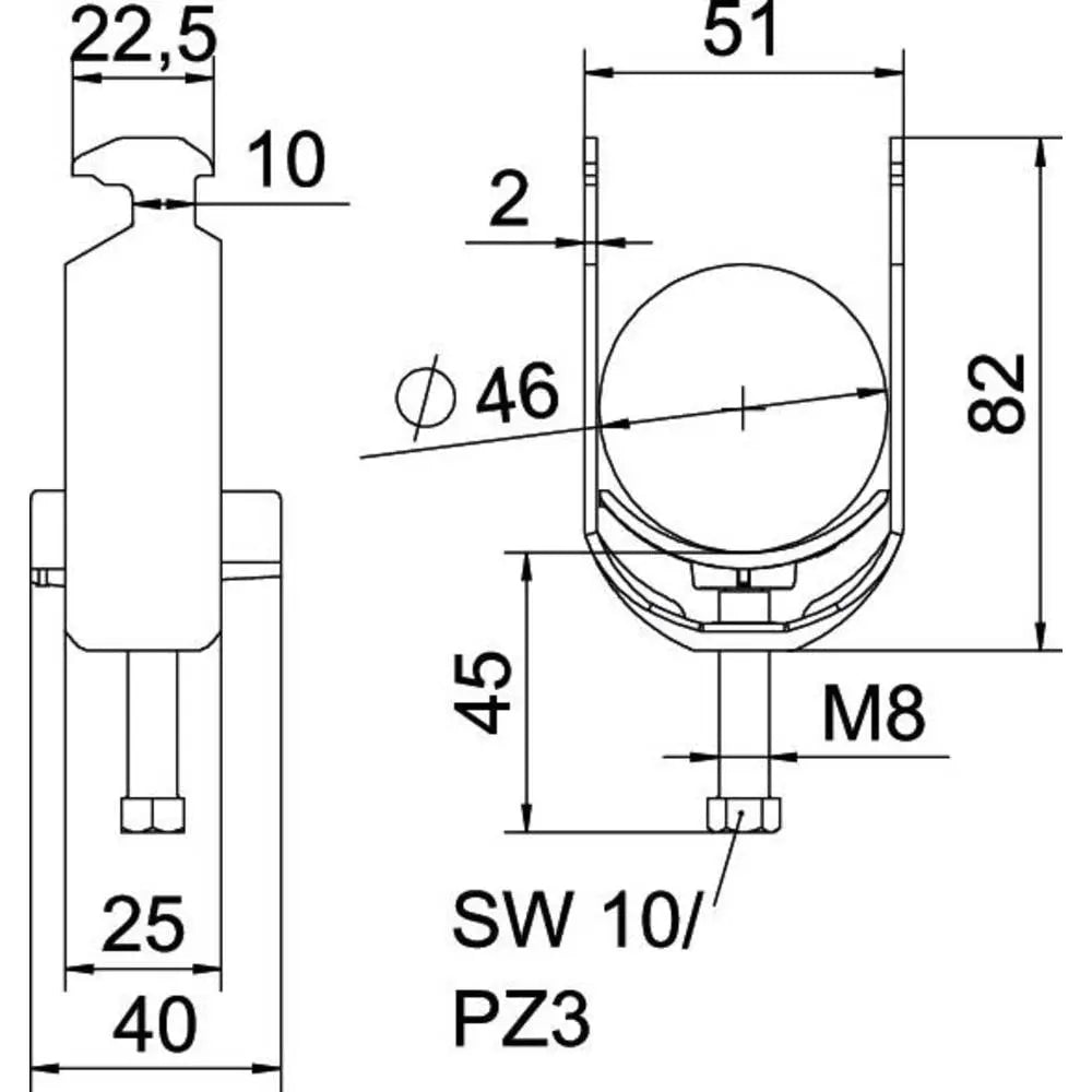B-Ware Obo Bettermann Bügelschelle Rohrschelle 40   46 Mm Profilschiene Stahl 100 Stück - 4012196847198