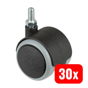 B-Ware Bs Rollen Lenkrolle Doppelrolle Kunststoff Gewindestift 50 Mm 50 Kg 30 Stück