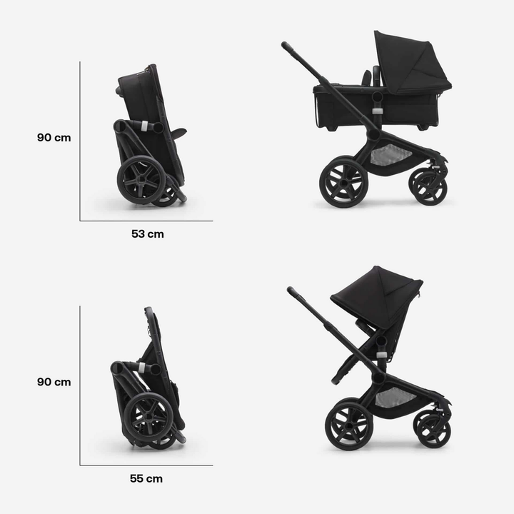 Bugaboo Fox5 Kombi Kinderwagen Schwarz/ Grau Meliert Sturmblau Buggy Wagen  B-Ware