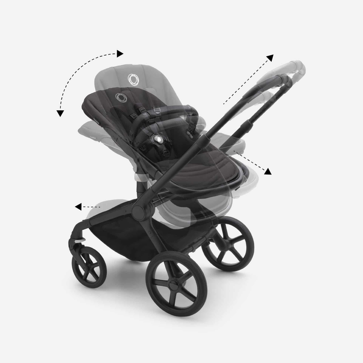 Bugaboo Fox5 Kombi Kinderwagen Schwarz/ Grau Meliert Sturmblau Buggy Wagen  B-Ware