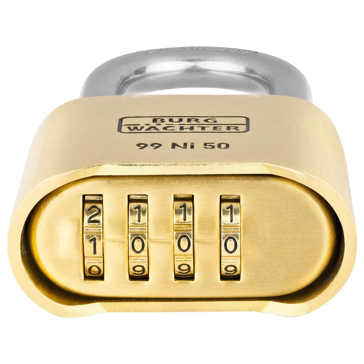 B-Ware Burg Wächter Vorhängeschloss 37491 Zahlenschloss Messing 51.90 Mm 4 Rollen - 4003482374917