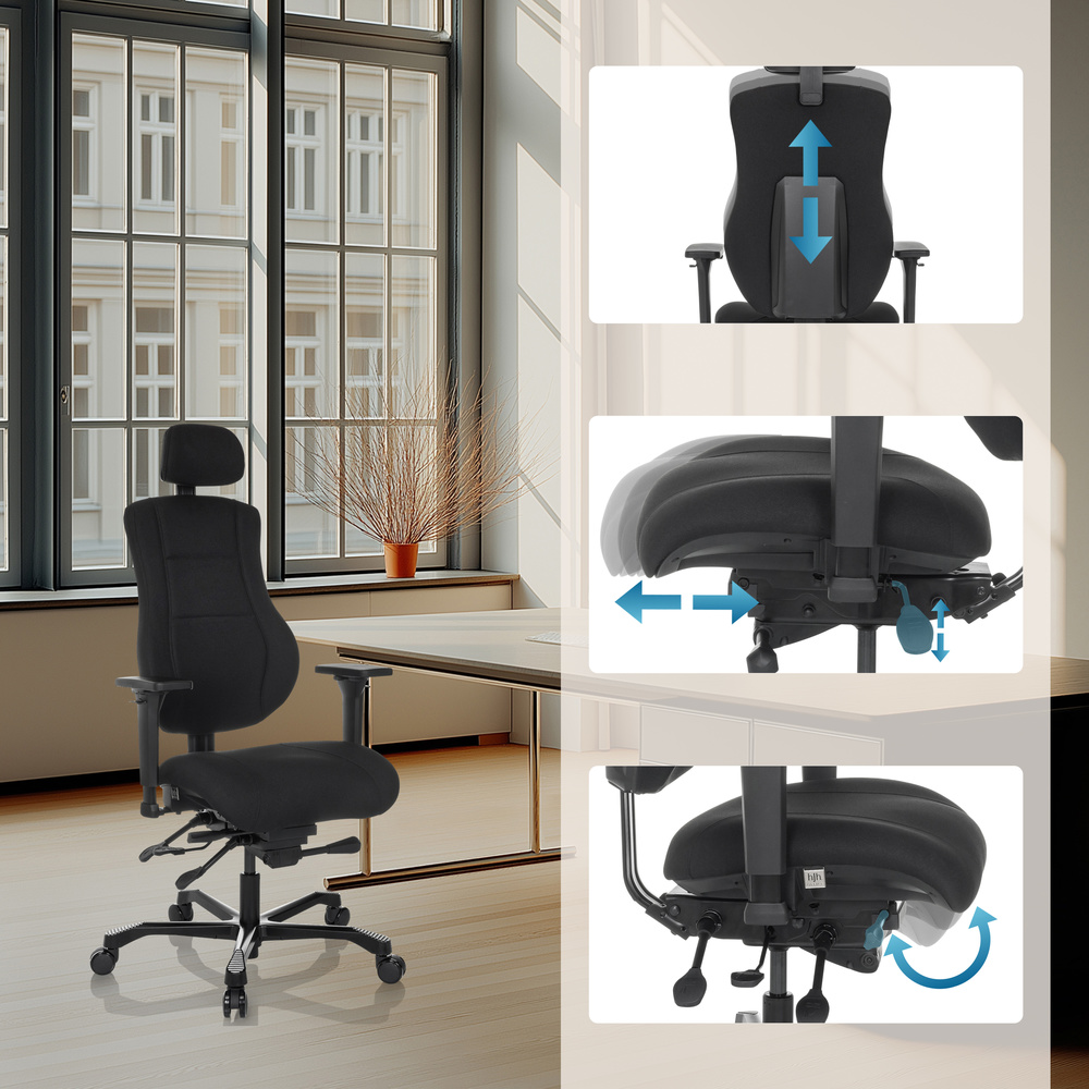 Hjh Office Bürostuhl Drehstuhl Schichtbetrieb Stoff Möbel Stuhl Schwarz B-Ware - 4064323039266