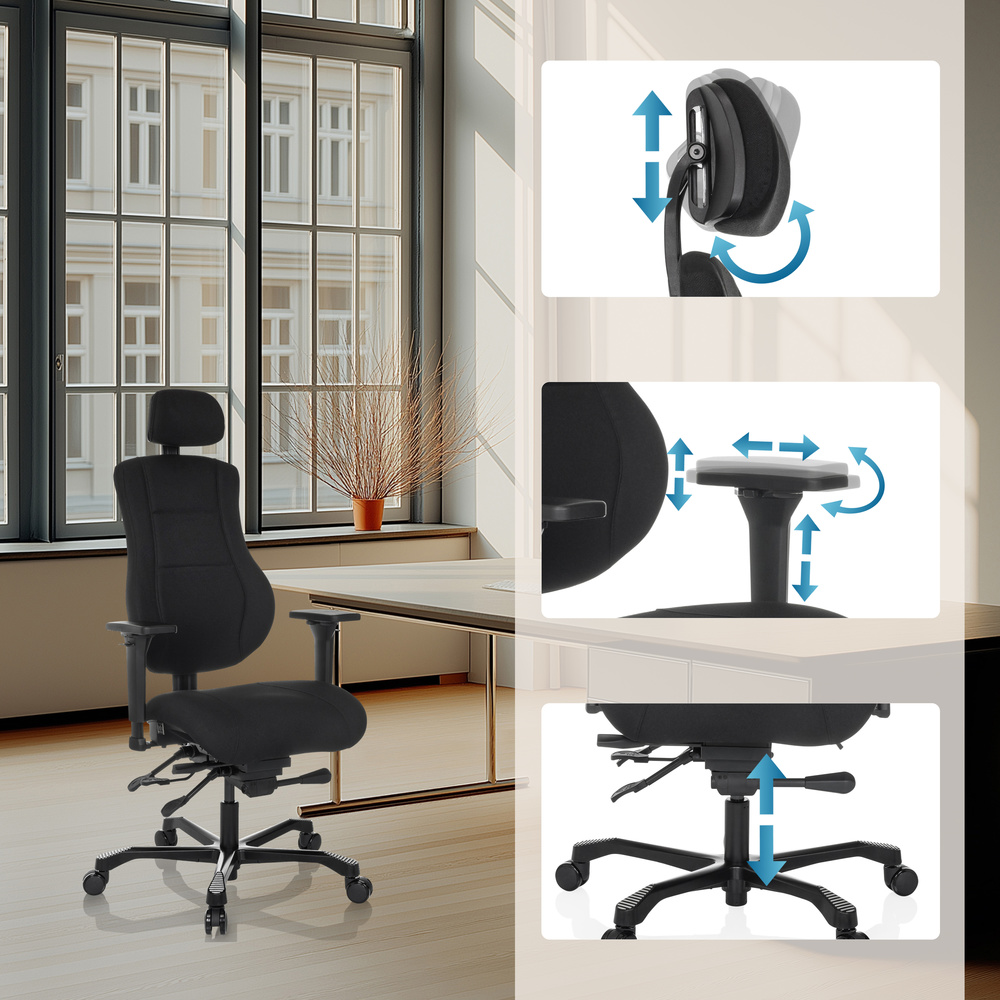 Hjh Office Bürostuhl Drehstuhl Schichtbetrieb Stoff Möbel Stuhl Schwarz B-Ware - 4064323039266