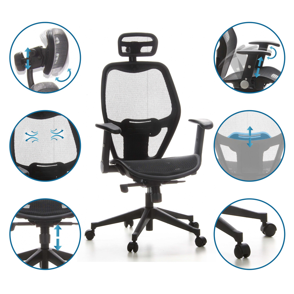 Hjh Office Bürostuhl Chefsessel Air Port Abklappbare Armlehnen Siehe Text/Foto B-Ware - 4260182531655
