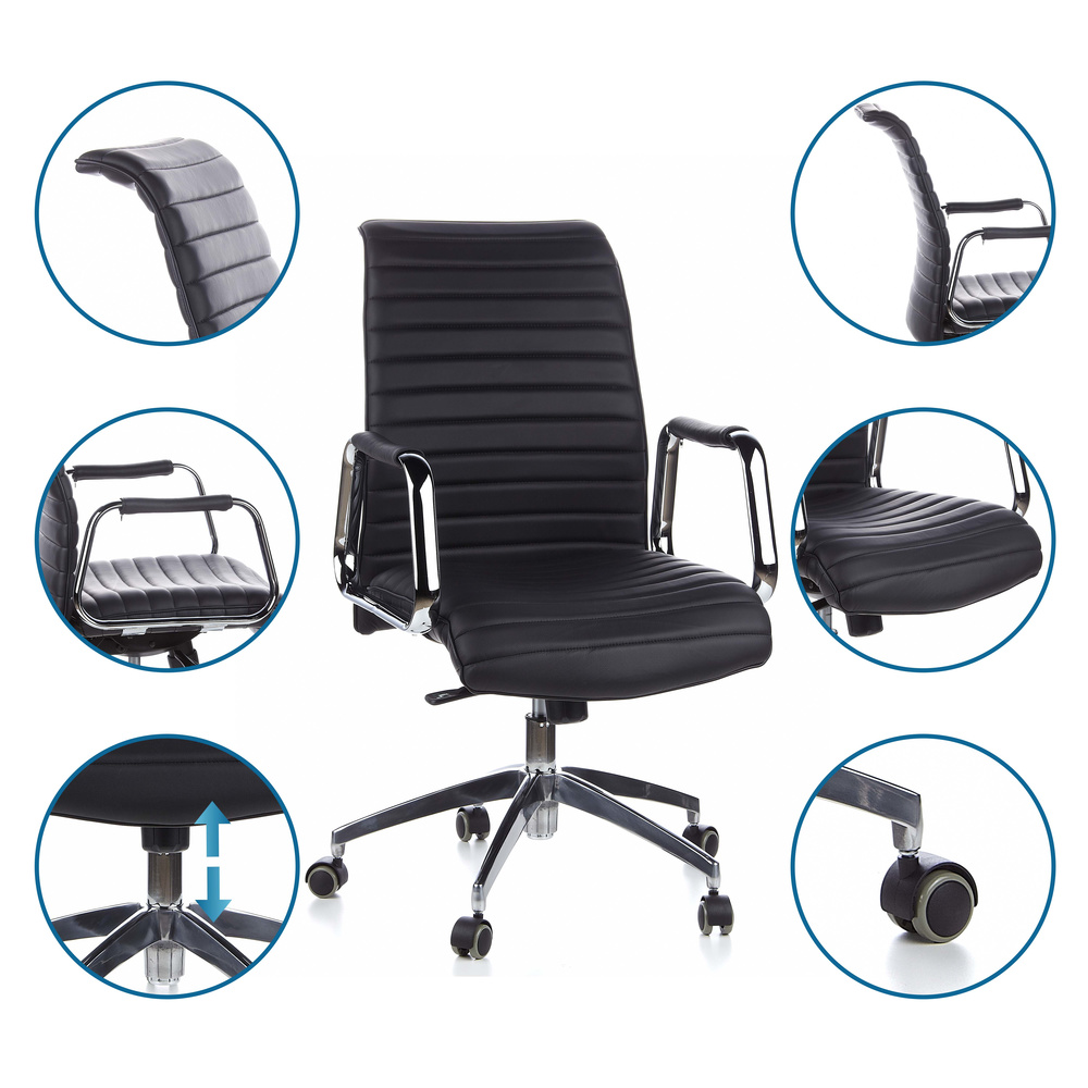 Hjh Office Bürostuhl Chefsessel Stuhl Leder Schwarz Aspera 10 Synchronmechanik B-Ware - 4260182550502
