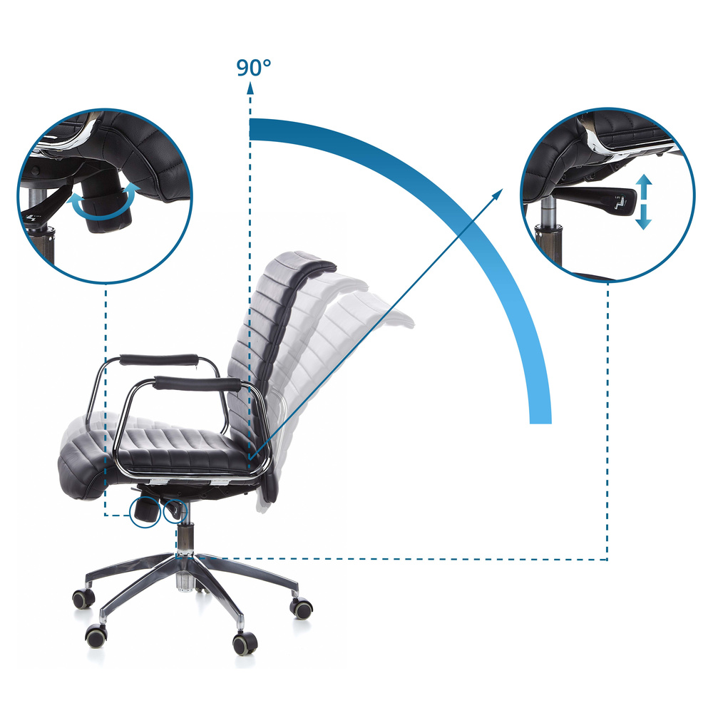 Hjh Office Bürostuhl Chefsessel Stuhl Leder Schwarz Aspera 10 Synchronmechanik B-Ware - 4260182550502