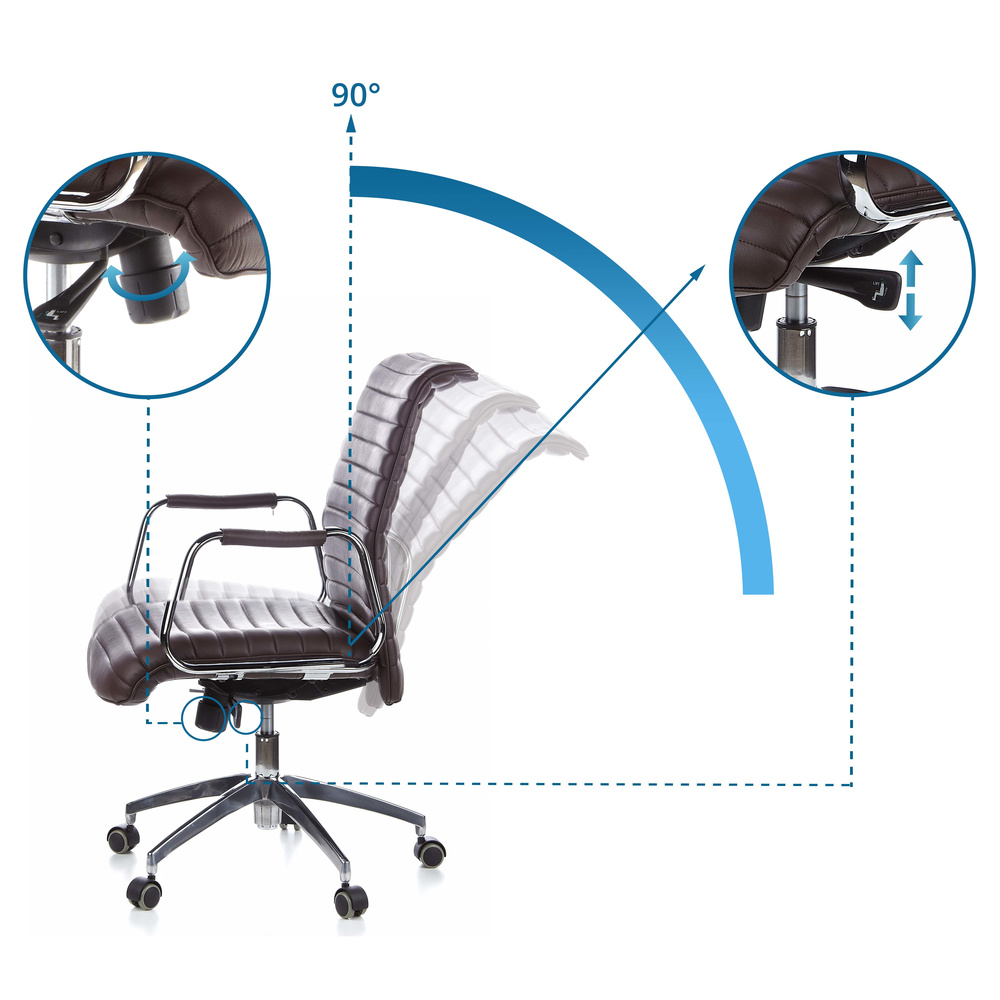 Hjh Office Bürostuhl Chefsessel Aspera 10 Nappaleder Braun Drehstuhl Lederstuhl B-Ware - 4260182550526