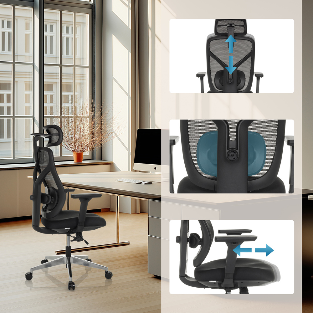 Hjh Office Bürostuhl Cassilis B Schwarz Netzstoff Kopfstütze Lordosenstütze B-Ware - 4064323039020