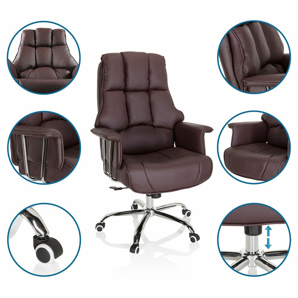 B-Ware Hjh Office Bürostuhl Chefsessel Commander Schreibtischstuhl Braun Kunstleder - 4251084672348