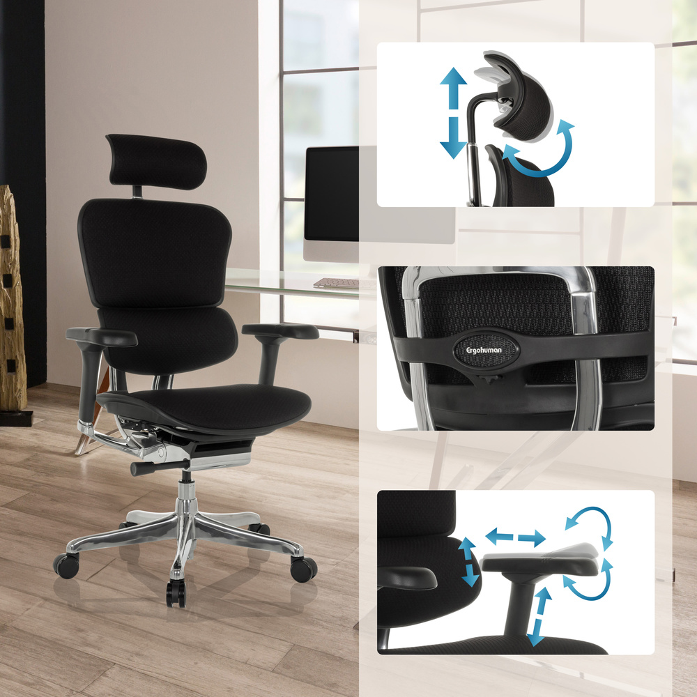 Hjh Office Gmb H Bürodrehstuhl Stuhl Ergohuman Gen2 Schwarz Armlehnen 150kg B-Ware - 4064323037675