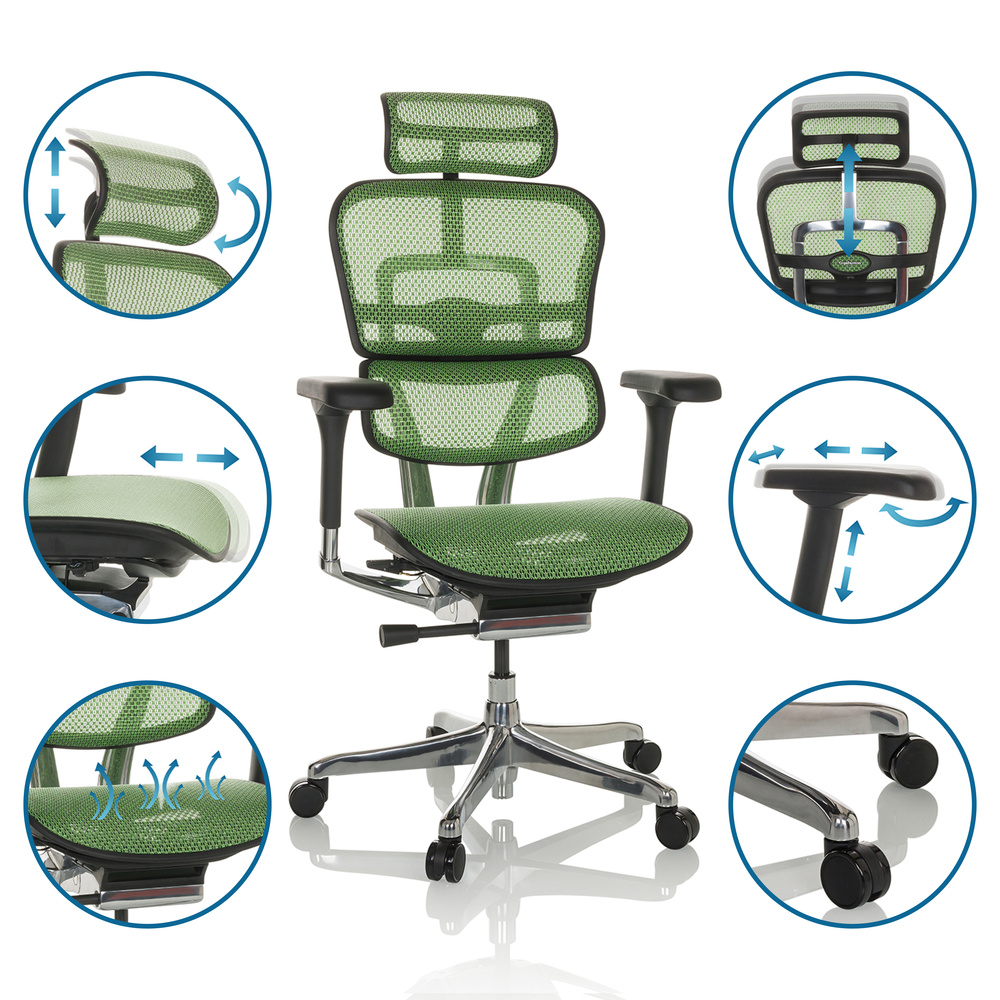 Hjh Office Bürostuhl Chefsessel Drehstuhl Ergohuman I Netzstoff Grün B-Ware - 4064323035572
