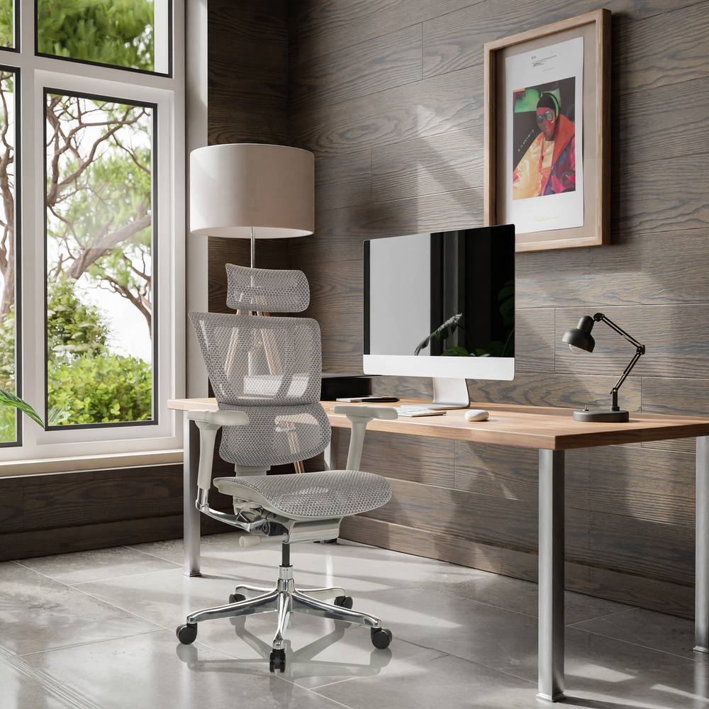 Hjh Office Bürostuhl Stuhl Chefsessel Ergohuman Netzstoff Hellgrau B-Ware - 4064323035701