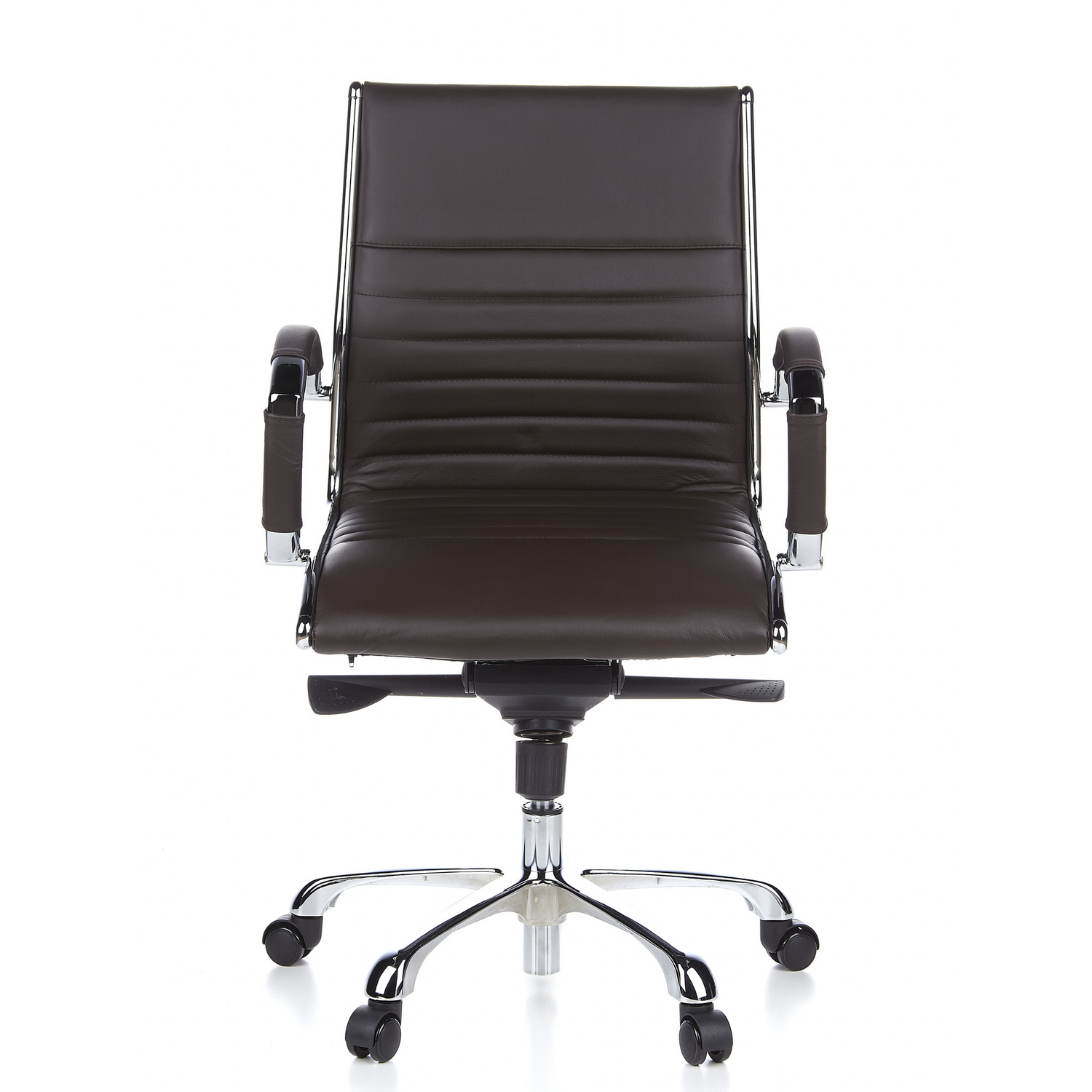 Hjh Office Bürostuhl Chefsessel Stuhl Leder Braun Chrom Aluminium Fußkreuz B-Ware - 4260182538531