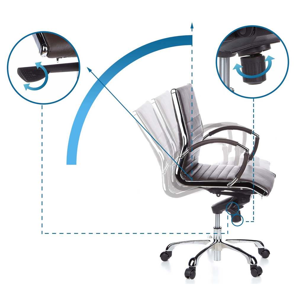 Hjh Office Bürostuhl Chefsessel Stuhl Leder Braun Chrom Aluminium Fußkreuz B-Ware - 4260182538531