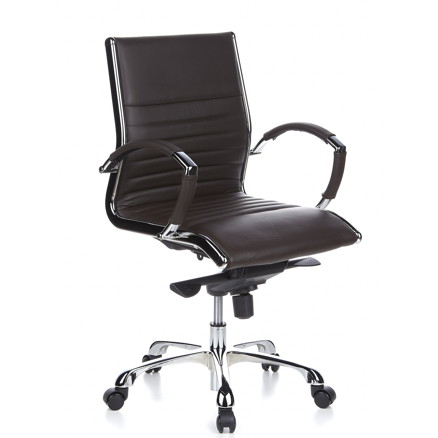 Hjh Office Bürostuhl Chefsessel Stuhl Leder Braun Chrom Aluminium Fußkreuz B-Ware - 4260182538531