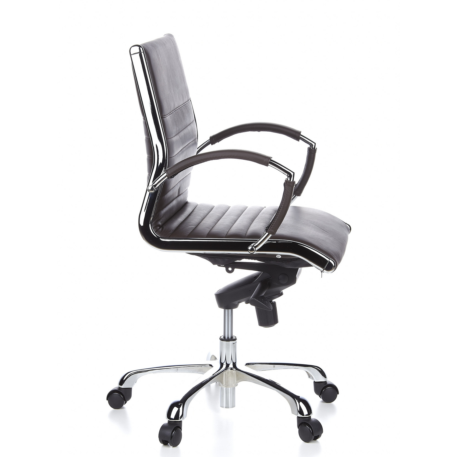 Hjh Office Bürostuhl Chefsessel Stuhl Leder Braun Chrom Aluminium Fußkreuz B-Ware - 4260182538531