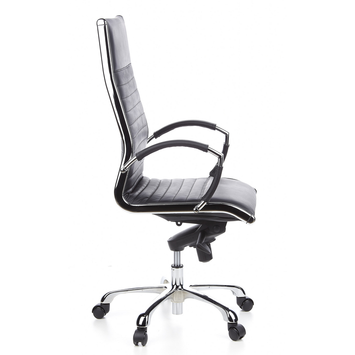 Hjh Office Bürostuhl Chefsessel Drehstuhl Parma 20 Leder Schwarz Chrom 110kg B-Ware - 4260182536315