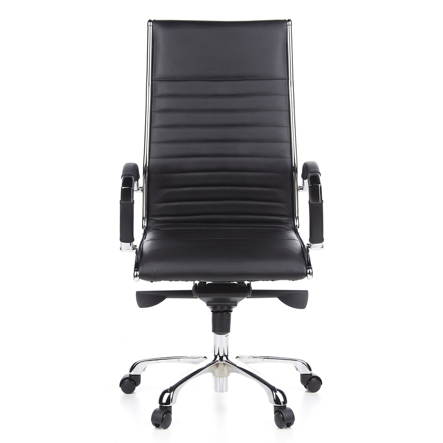 Hjh Office Bürostuhl Chefsessel Drehstuhl Parma 20 Leder Schwarz Chrom 110kg B-Ware - 4260182536315